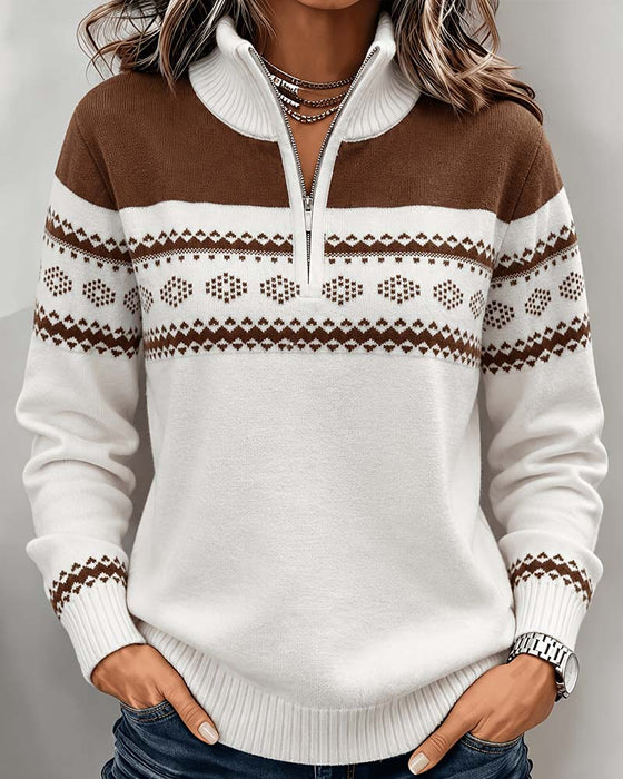 Pull Demi-Zip Col Montant Loose