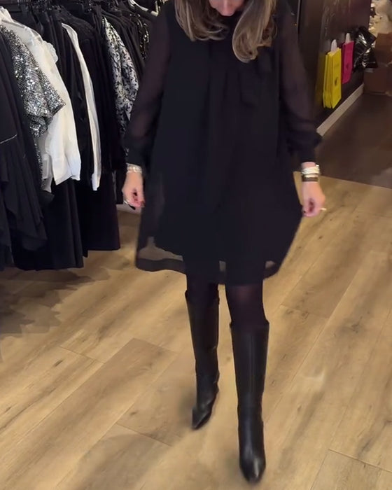 Robe à manches longues à la mode de couleur unie
