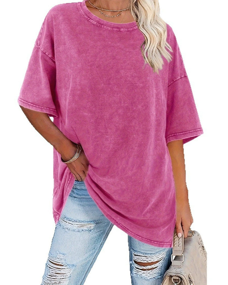T-Shirt Coupe Loose Décontracté Manches Courtes