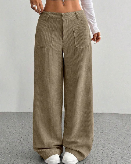 Pantalon Devant Dos Poche Unie Jambe Droite Long