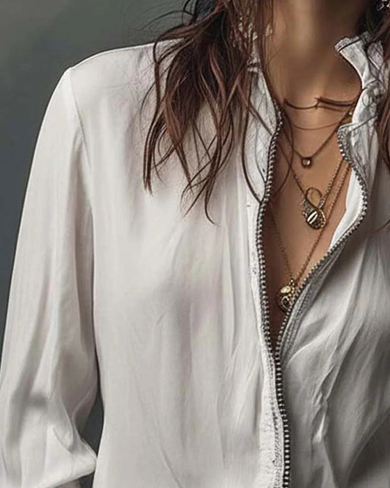 Blouse Col Montant Manche Cloche