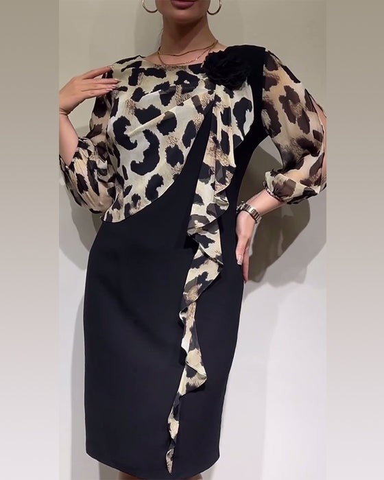 Robe patchwork imprimé léopard