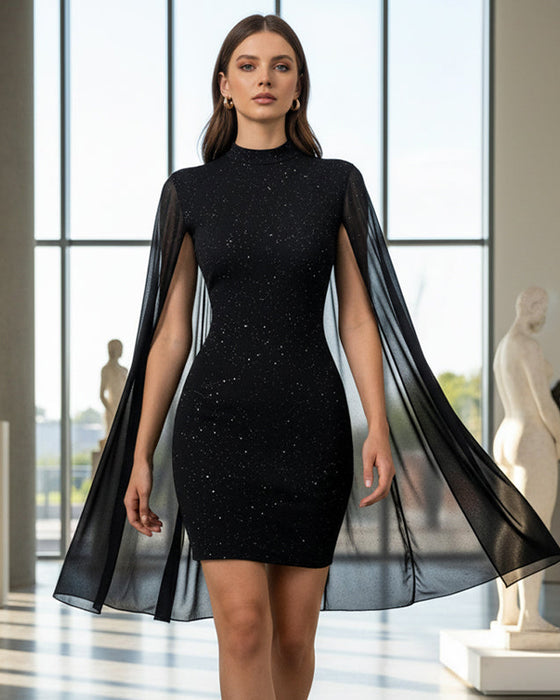 Robe Cape En Mousseline Élégante Et Ultra Cintrée