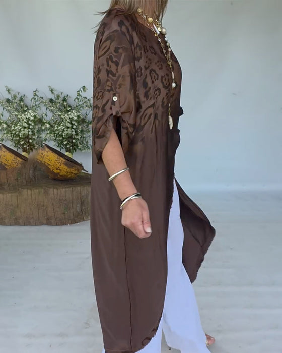 Blouse À Imprimé Léopard Effet Ombré Longue