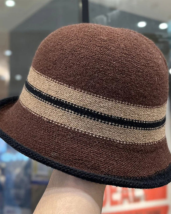 Chapeau Femme Pliable Rayé Cloche Seau
