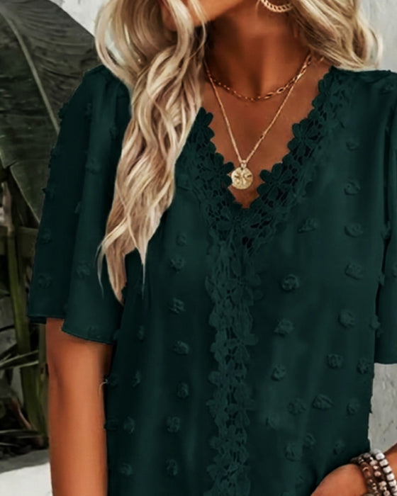 Blouse Jacquard Assemblée Manche Volant