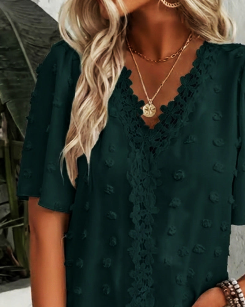 Blouse Jacquard Assemblée Manche Volant