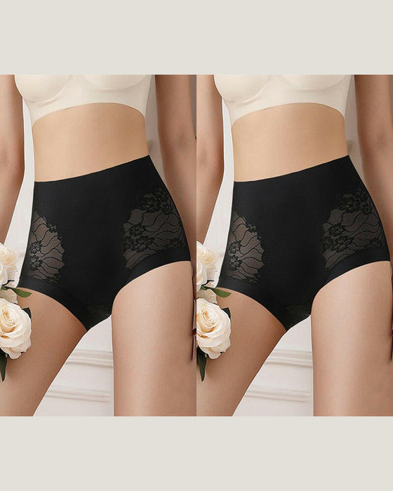 Sous-Vêtements Femme Taille Haute Dentelle Sans Couture Extensible Soyeux