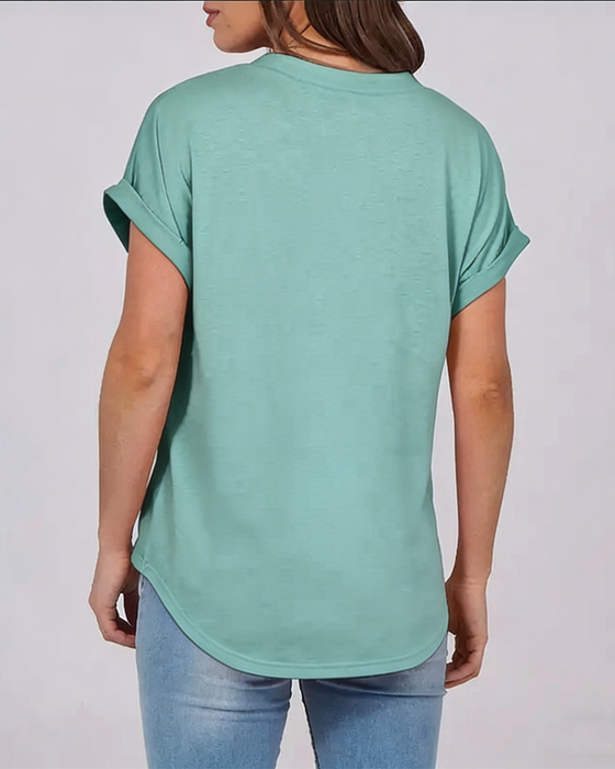 T-Shirt Uni Col V Manches Courtes