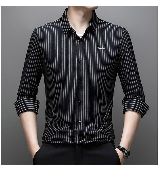 👔Chemise Homme Classique À Manches Longues Rayée