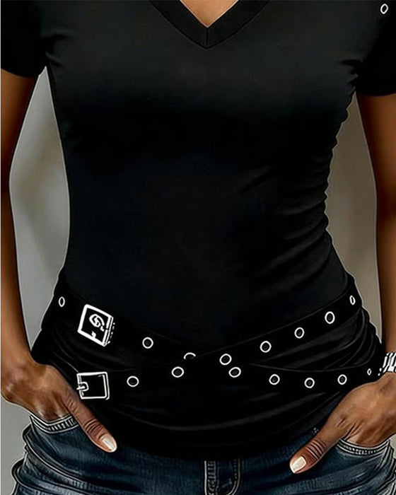T-Shirt Sangle Croisée Évidé Coupe Slim
