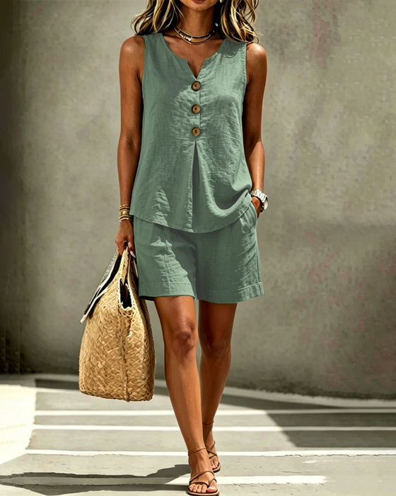 Set Haut Débardeur Boutonné Et Short