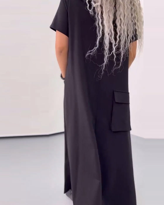 Robe Couleur Unie Sweat À Capuche Décontracté