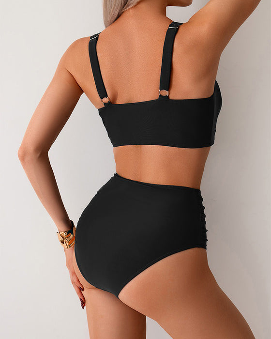 Bikini Unie Nœud Taille Haute Sexy