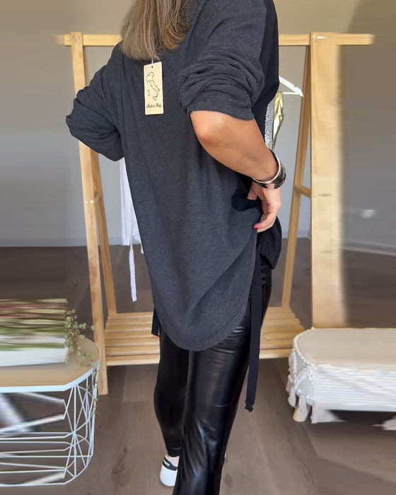 Haut décontracté à manches longues et col rond