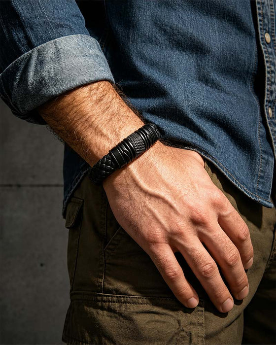 Bracelet En Cuir Premium Pour Hommes