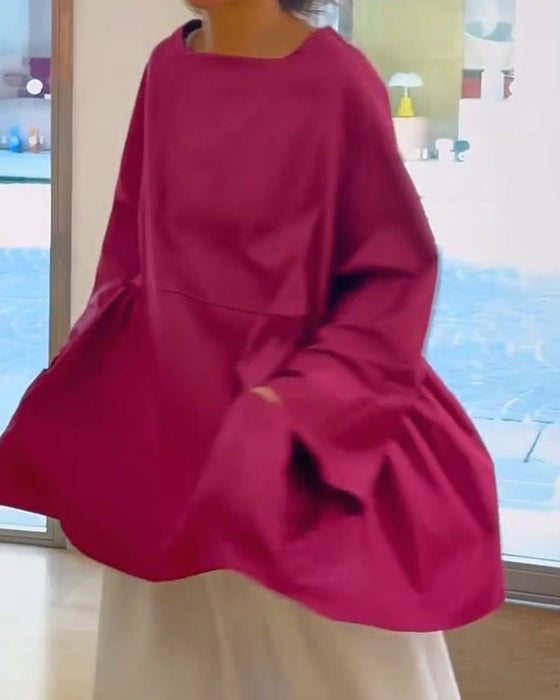Blouse Unie À Manches Longues