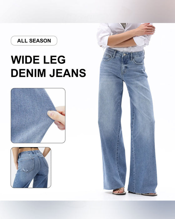 Jean Poche Bouton Jambe Large