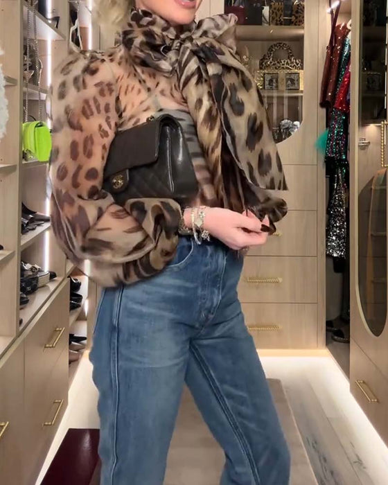 Chemisier Imprimé Léopard Mode Ruban