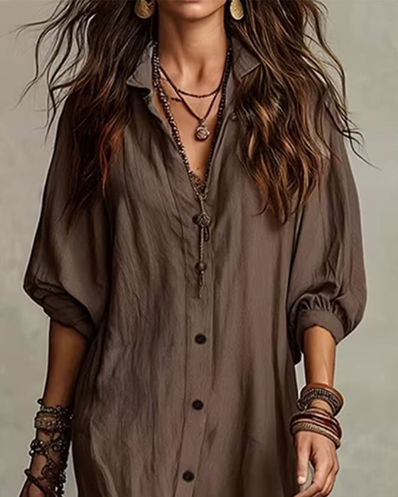 Robe Texturée Longue Cardigan Chemise