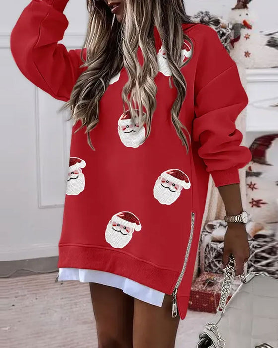 Robe Père Noël Imprimé Assemblé Sweat