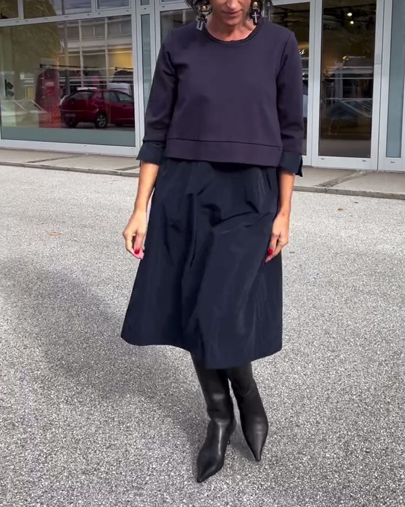 Robe Col Rond Patchwork Tendance