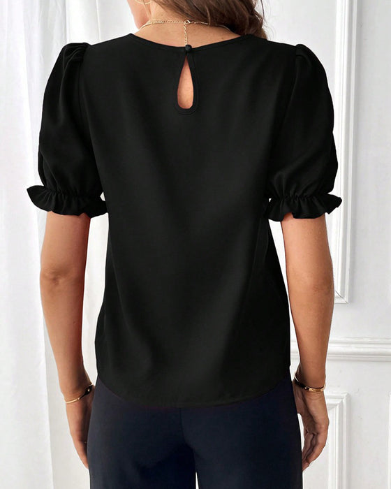 Blouse Couleur Unie Col Rond