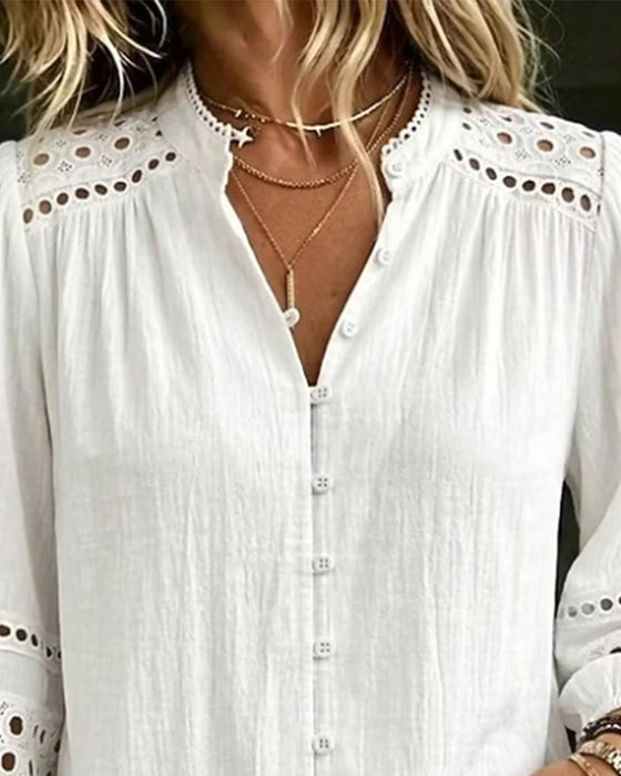 Blouse Col Mandarine Évidé