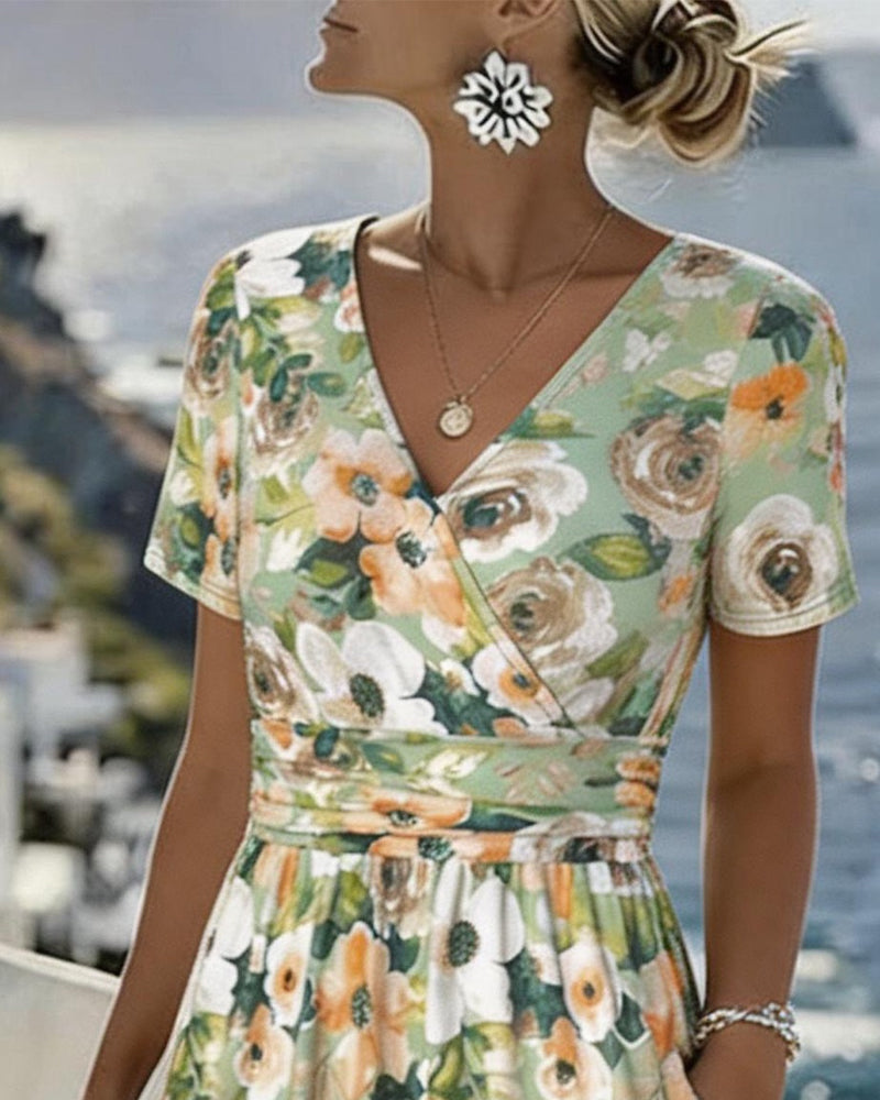 Robe Imprimé Florale Manche Courte