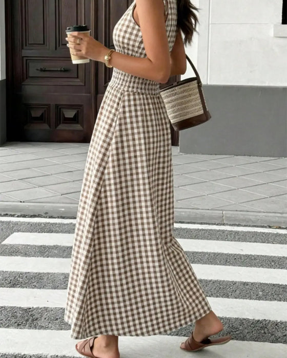 Robe Lacet Écossais Bretelle Ligne A