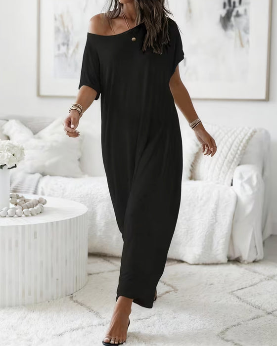 Robe Unie Longue Décontractée