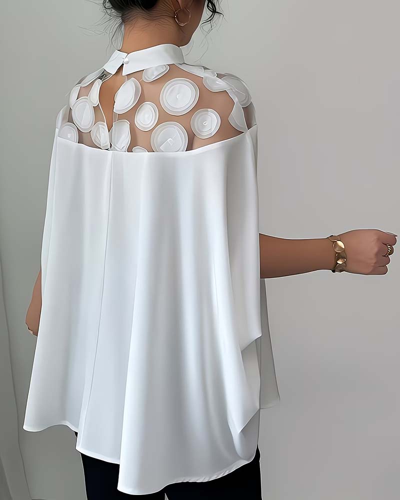 Blouse Panneau Mesh Grand Pois
