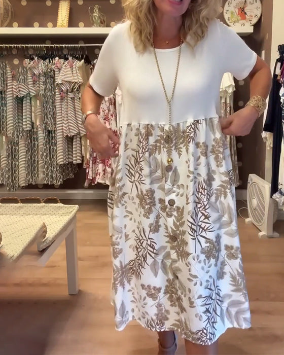 Robe décontractée à imprimé col rond