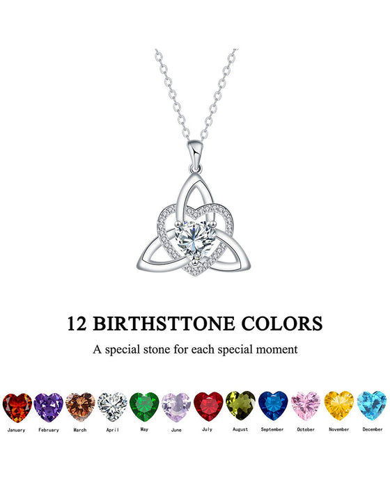 Collier Cœur Nœud Trinitaire Celtique Pierre De Naissance ✨ Pendentif Cœur Nœud Trinitaire Celtique Pierre De Naissance