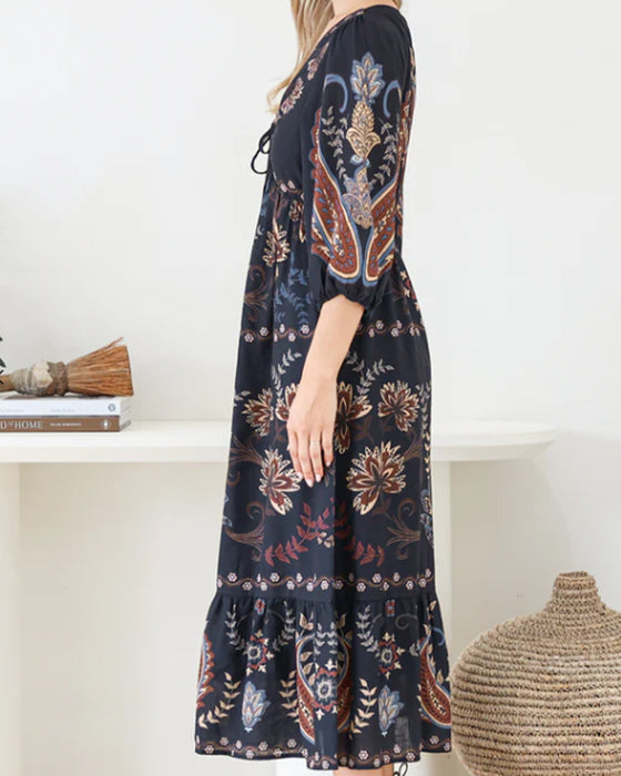 Robe Col V Manche Ballon
