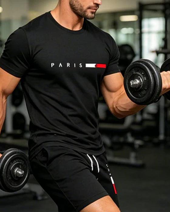 Set Hommes Col Rond Monogramme Décontracté