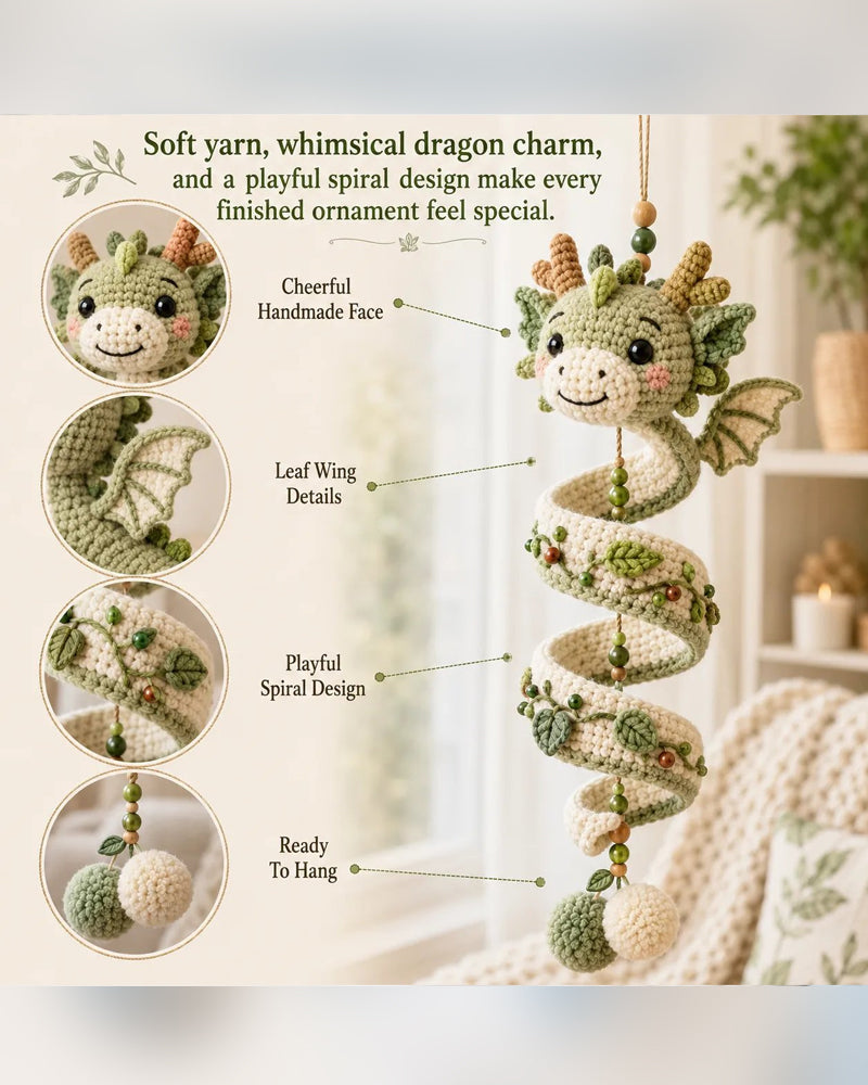 🐉 Kit DIY pour débutant d'un ornement suspendu en spirale dragon enchanté | Ensemble complet incluant tous les outils et un guide étape par étape 💕