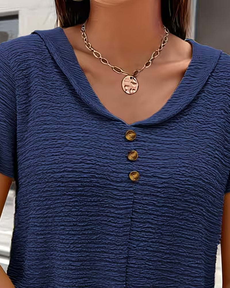 T-Shirt Col Peter Pan Trois Boutons