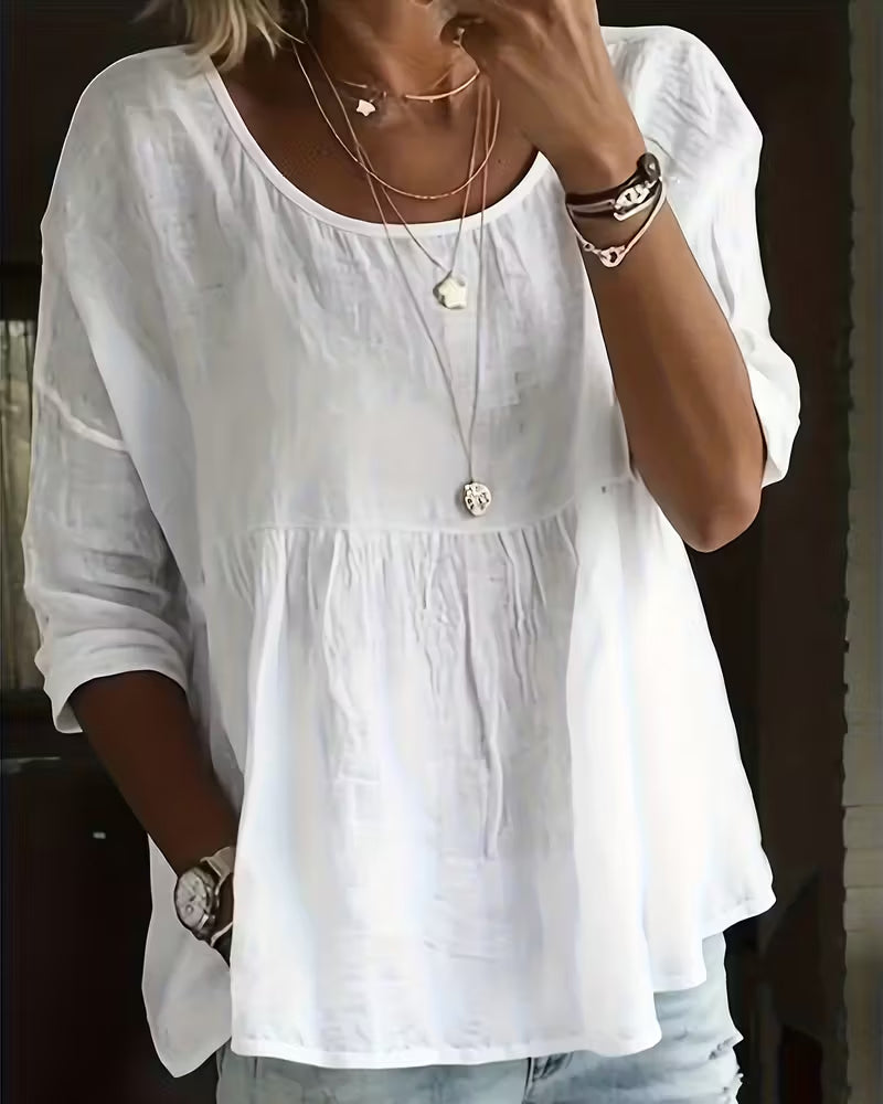 Haut Col-rond Large Uni-couleur