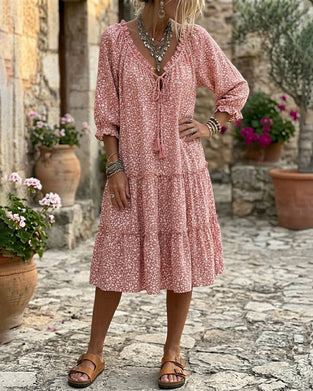 Robe Fleur Imprimé Volant Attache