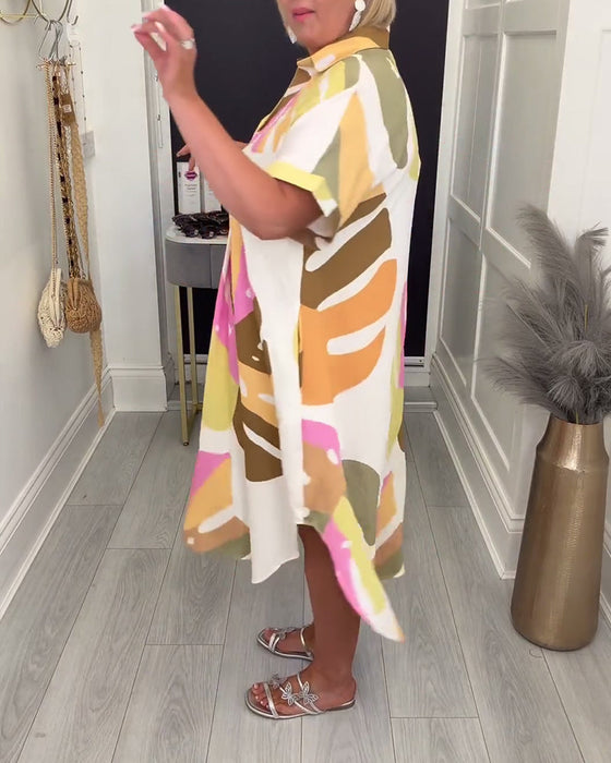 Robe Revers Loose Imprimé Chemise