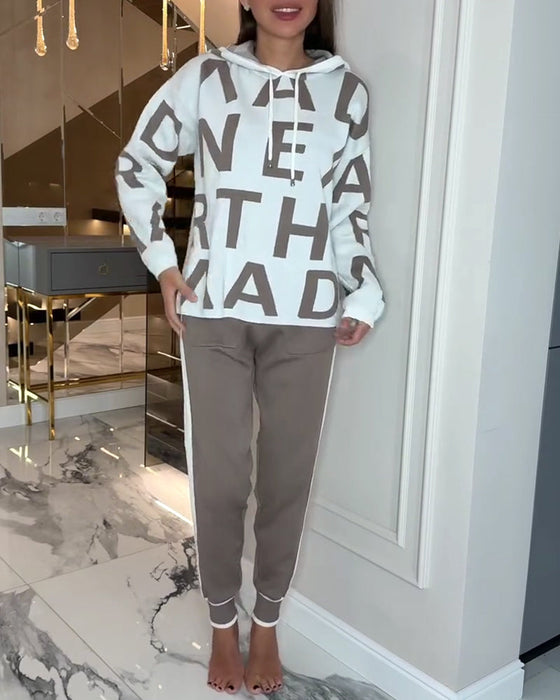 Ensemble Deux-Pièces À Capuche Et Imprimé Lettre