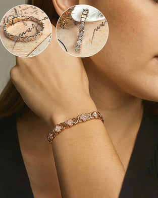 Bracelet En Cuivre À Trèfle À Quatre Feuilles