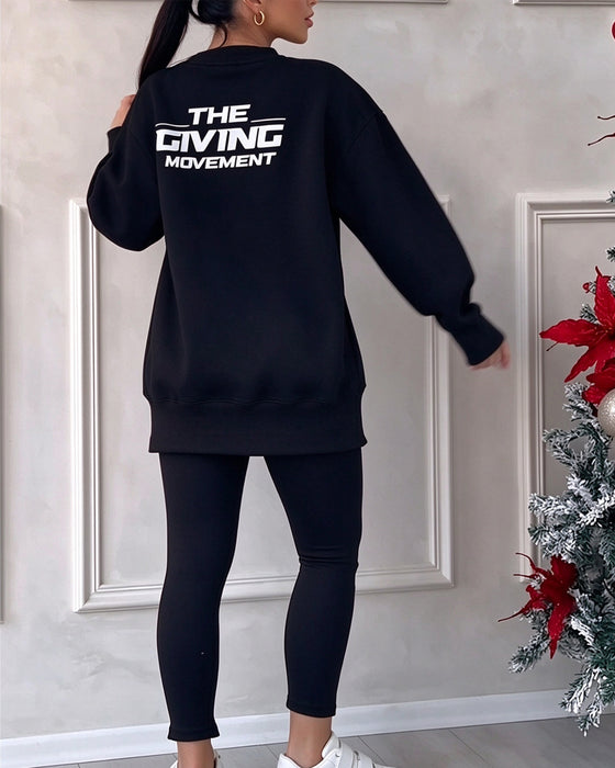 Ensemble Sweatshirt Imprimé Et Pantalon De Jogging