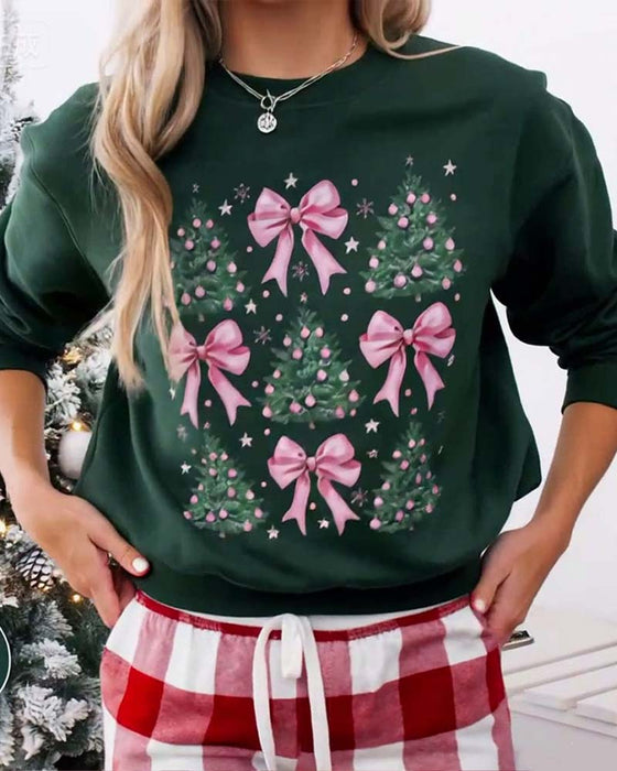 Sweat-shirt imprimé sapin de Noël avec nœud
