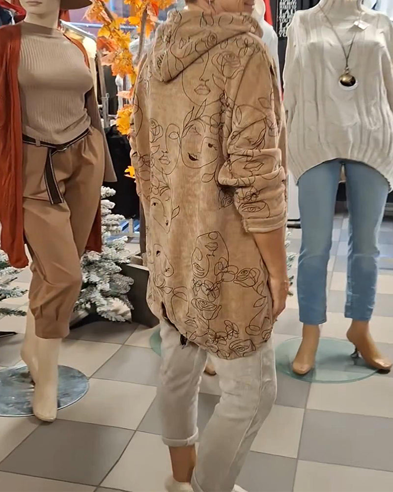 Hoodie Coupe Ample Imprimé À Capuche