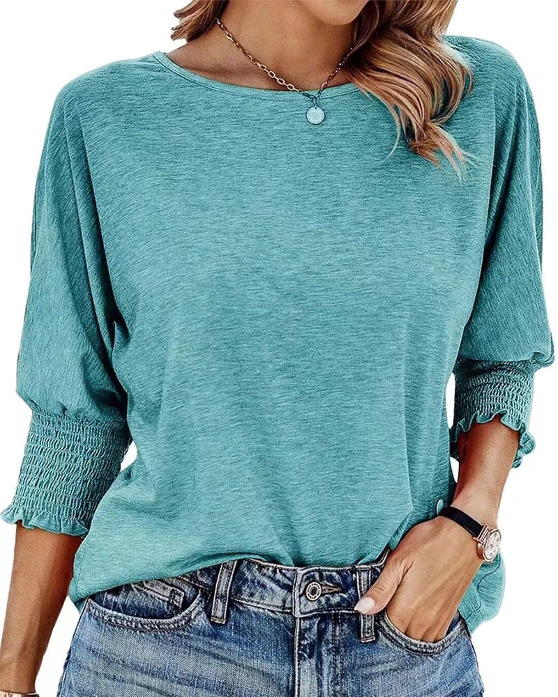 Tshirt Coupe Ample Col Rond Poignets Froncés