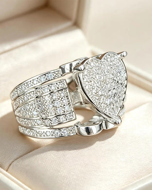Pave Bague Cœur Set pour Femme