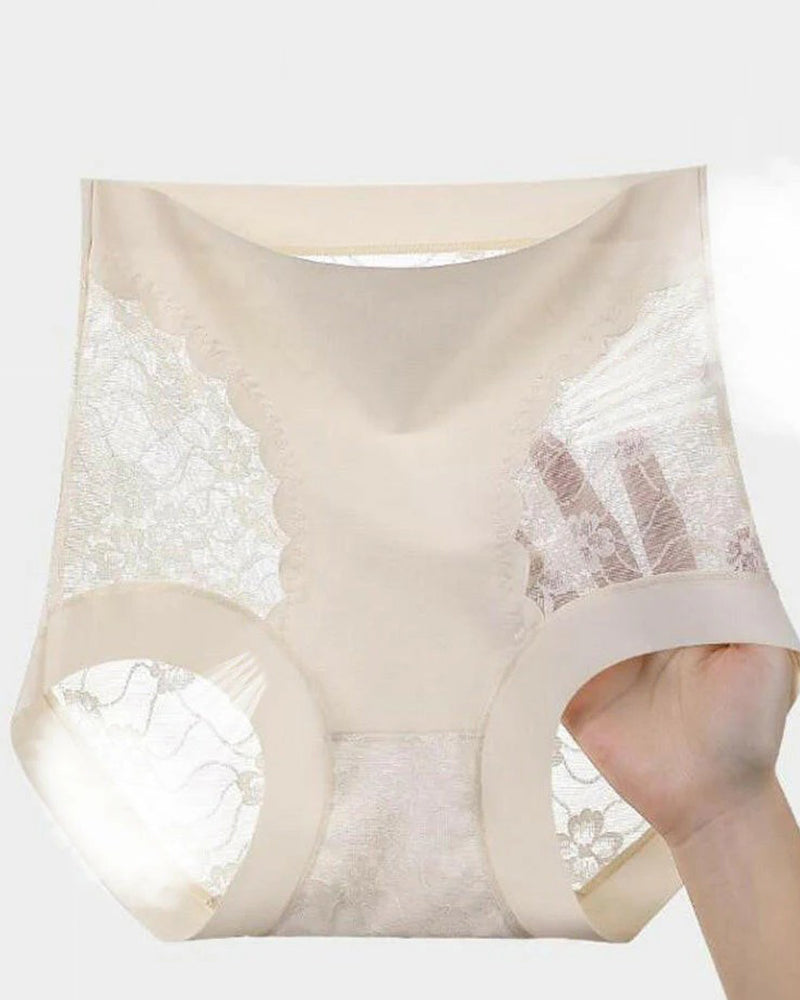 Sous-Vêtements Femme Taille Haute Dentelle Sans Couture Extensible Soyeux