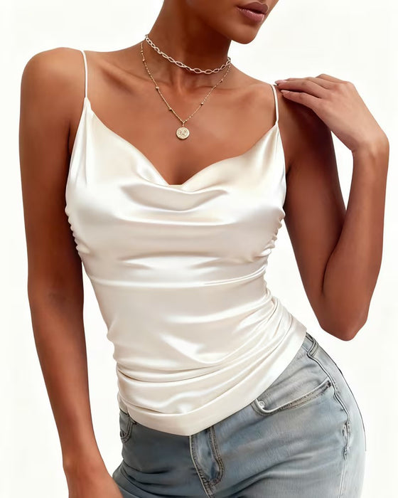 Haut Camisole Uni Col Cloche